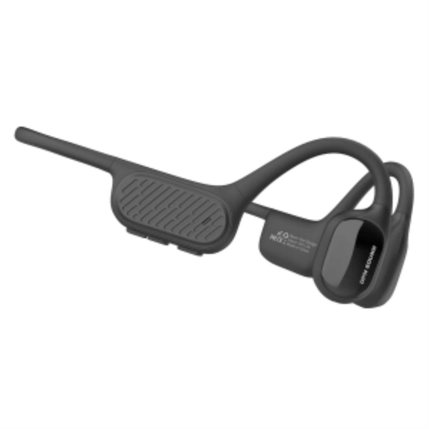 Black Swym+ bone conduction swimming headphones with IP68 waterproof design and 32GB MP3 storage.