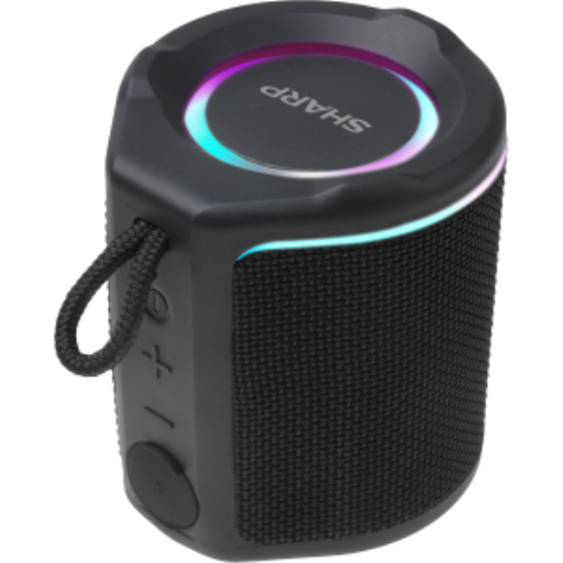 Sharp GX-BT190-BK Ultra-Portable Wireless Bluetooth Speaker — IP67 Waterproof, 15-Hour Battery, LED Mood Lighting