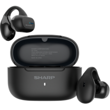 Sharp HP-TW45-BK Earclip Open-Ear True Wireless Earbuds — Secure Fit, IPX4 Water Resistant