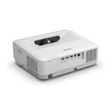 Pure white Epson 770Fi ultra short-throw projector from a clear rear-top high angle.