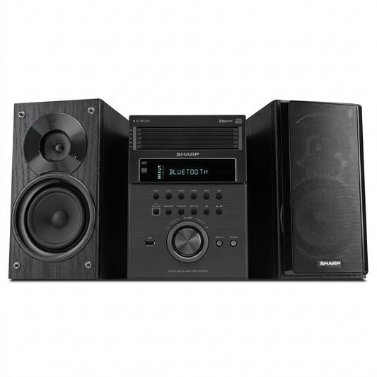 High-resolution hero shot of the Sharp XL-BH250 5-disc stereo system on a pure white background.