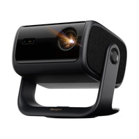 Dangbei MP1 Max 4K laser projector on its built-in gimbal stand, front three-quarter view on white