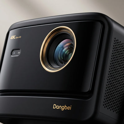 Extreme macro photograph showing the high-precision focus of the laser projector lens.
