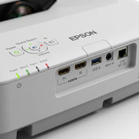 Extreme macro view of the Epson BrightLink 770Fi's I/O ports and input fidelity, in focus.