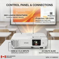 Feature image highlighting the main operational controls and specs of the Epson PowerLite W49 projector.