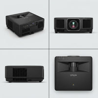 Product visual matrix for Epson PowerLite 805F Projector showing four key angles.