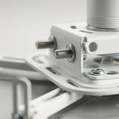 Macro photograph focusing closely on the texture and precision connections of the Epson V12H808001 projector mount, reduced depth of field.