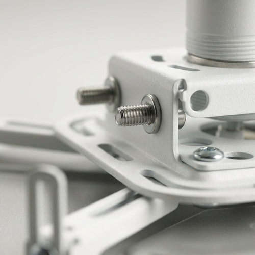 Macro photograph focusing closely on the texture and precision connections of the Epson V12H808001 projector mount, reduced depth of field.