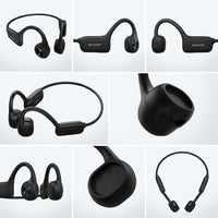 A 3x2 matrix of images displaying the Sharp HP-BC55 bone conduction earphones from various clean angles.