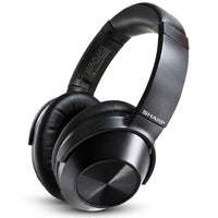 A flawless product photograph of the black Sharp HP-60 headphones centered on a pure white background.