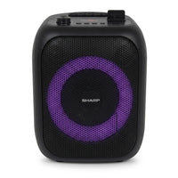 A pure high-resolution eCommerce hero shot of the SHARP PS-914 speaker, standalone with purple LED light.